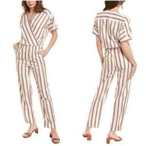 MAJE Womens Wrap Pieni Striped Twill Jumpsuit Size 36/Small